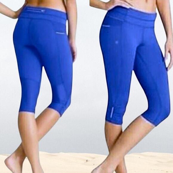 Athleta Activewear Yoga Gym Workout Cropped Capri Leggings Low Rise  Size S Blue - Picture 2 of 14